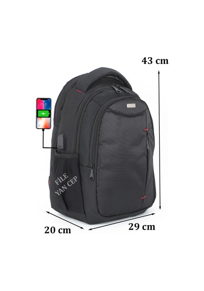 Case Club Usb Aparatlı Laptop Sırt Çantası 15.6 İnç Su Geçirmez Kumaş