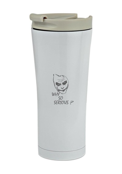 Tr Joker Temalı Çift Katmanlı Termos Kupa, 500 Ml, Beyaz, Paslanmaz Çelik Diğer