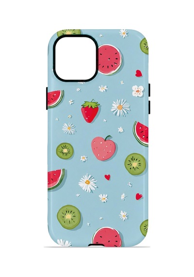 Apple iPhone Uyumlu 13 Vorian Çift Katmanlı Magsafe Kılıf Fruit Confetti Sky