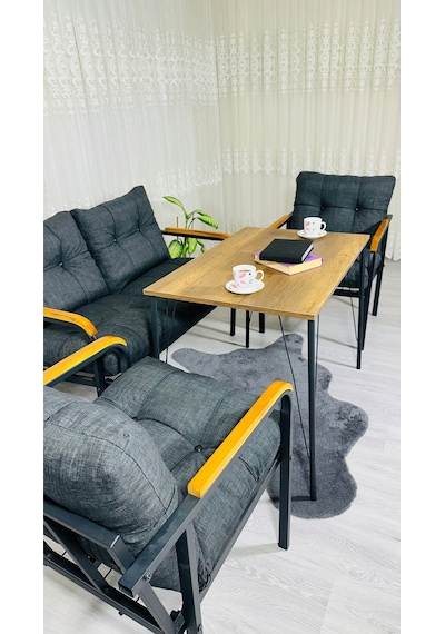 Madame Home Kadife Balkon, Bahçe,teras,cafe - Salon - Metal Kanepe Koltuk Takımı - 2+1+1 + Masa Antrasit Madame Home Kadife Balkon, Bahçe,teras,cafe - Salon - Metal Kanepe Koltuk Takımı - 2+1+1 + Masa Antrasit