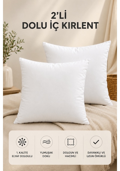 2'li İç Kırlent Silikon Elyaf Dolgulu Koltuk Kırlenti İç Yastık Dolgusu Kırlent İçi 30x50 Cm 30 x 50