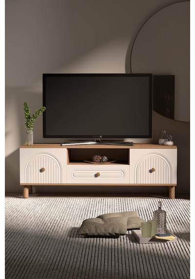 Bohem Tv Ünitesi 150 Cm Çizgili Kapak Kahverengi