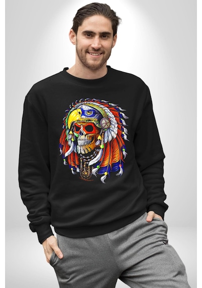 Kızıl Derili Kuru Kafa Düş Kapanı Unisex Siyah Sweatshirt Siyah