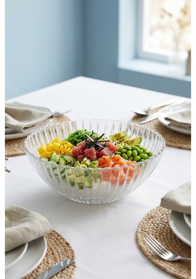 Glamis Selen Concept Çuha Model El Yapımı Cam Salata Ve Sunum Kasesi Şeffaf