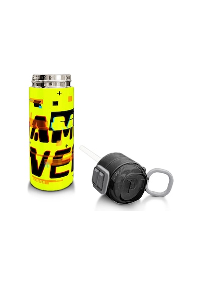 Coral High Kids Siyah Neon Sarı Game Over Desenli Pipetli Ve Direkt İçim Çelik Termos 500 Ml 31936 Neon
