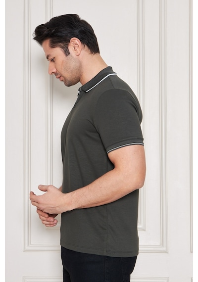 Erkek Jeuss Oysho Kumaş Yakalı Haki Tshirt