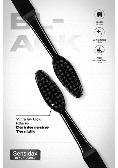 Sensidax Black Serıes-Diş Fırçası- Hassas Diş Eti ve Dişler İçin Orta Sert Kıl Medıum-Koruma Kapaklı