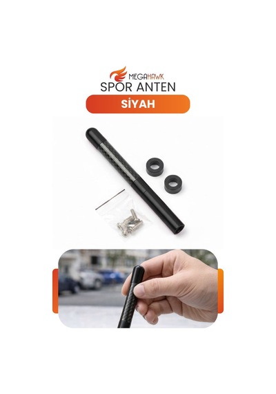 Spor Anten Siyah Karbon Görünümlü Universal Kısa Oto Anten Vidalı
