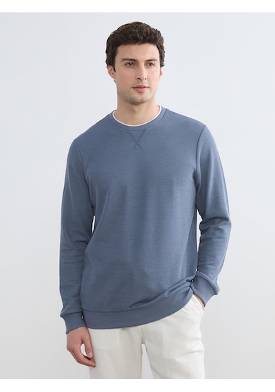 Lcwaıkıkı Classic İndigo Bisiklet Yaka Erkek Sweatshirt