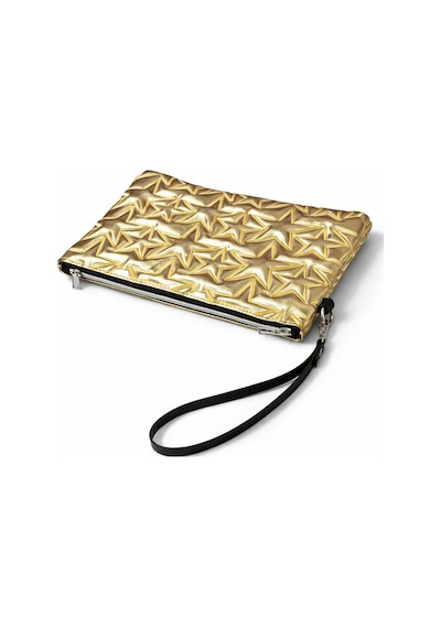 Adelina Bags Yıldız Nakış İşlemeli Portföy El Çantası Bilek Askılı Saten Astarlı Clutch Çanta Altın