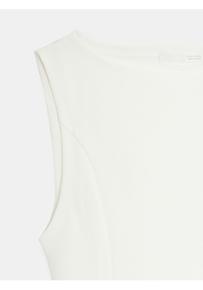 Dilvin 21001 Kayık Yaka Peplum Top-ekru