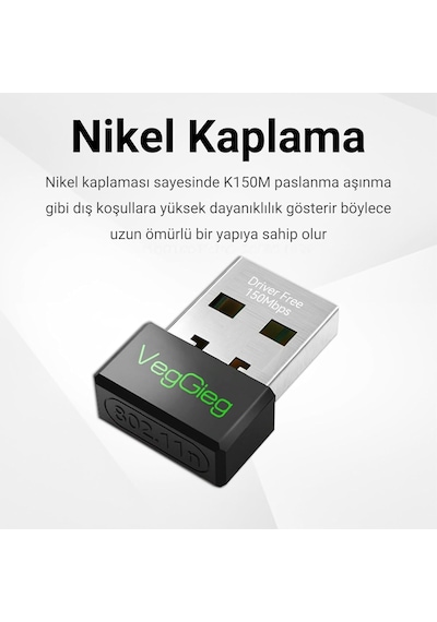 150mbps 2.4ghz Kablosuz Wi-fi Alıcı Verici Nano Usb Adaptör