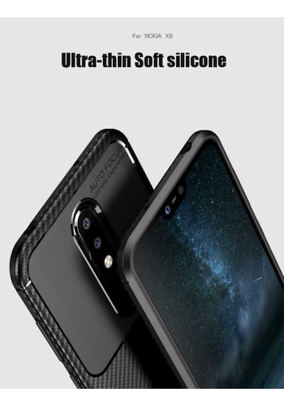 Nokia 5.1 Plus Kılıf Karbon Silikon Case