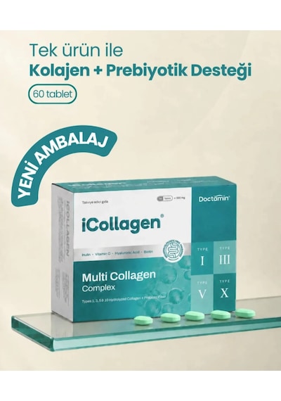 İcollagen Kolajen Ve Prebiyotik Tablet Orjinal Bandrollü 60 Tablet