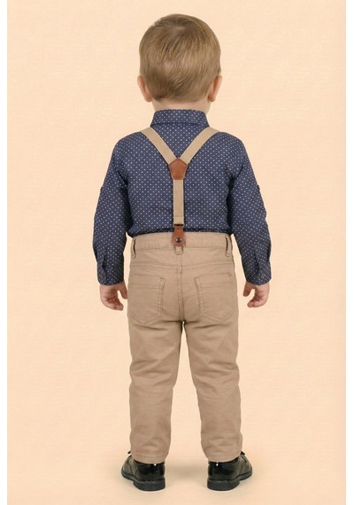 Mnk Baby & Kids Erkek Bebek Askı Papyon Gömlek Pantolon Takım M00785 Lacivert