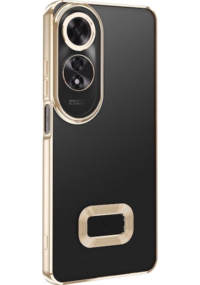 Oppo A60 Kılıf Kamera Korumalı Logo Gösteren Zore Omega Kapak Siyah
