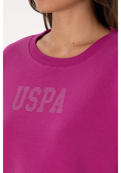 U.S. Polo Assn. Kadın Fuşya Bisiklet Yaka Basic Sweatshirt 50307752-VR023