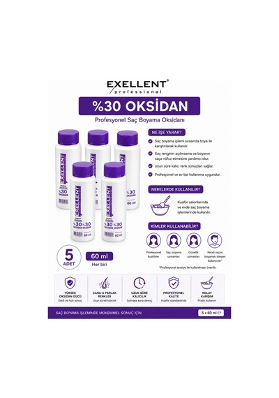 5 Adet %30 9 Volum Oksidan 60 Ml