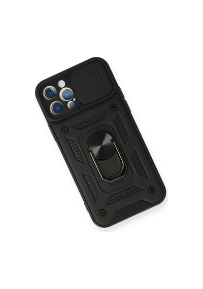 Newface Apple İphone 12 Pro Kılıf Pars Lens Yüzüklü Silikon - Siyah