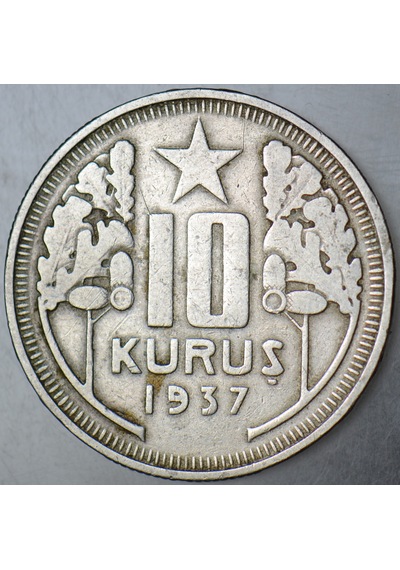 10 Kuruş 1937 Atatürk Dönemi.