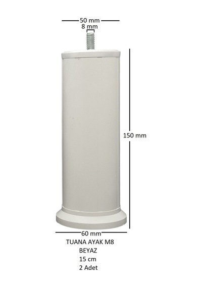 Tuana Ayak 15 cm M8 Cıvatalı Beyaz (2 Adet)