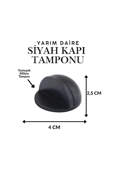 Siyah Yarım Daire Yapışkanlı Kapı Tamponu Kapı Stoperi Metal Kapı Stopu Durdurucu Kapı Kolu Koruyucu