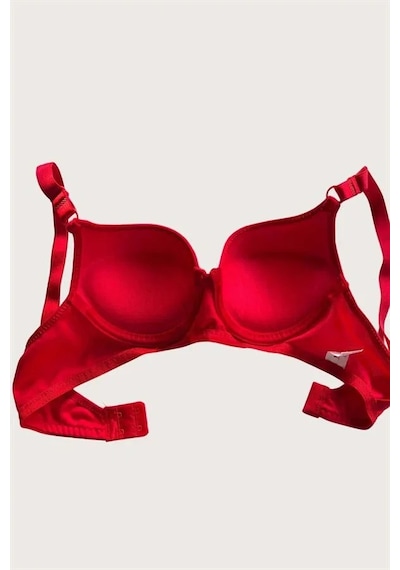 Ang Butik Mikro Kumaş Push Up Dolgulu Balenli Günlük Tek Destekli Sütyen Ten