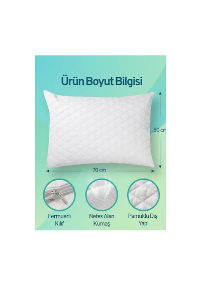 Nakkaş Home 50x70 Cm Kapitoneli Koruyucu Yastık Alezi - Beyaz