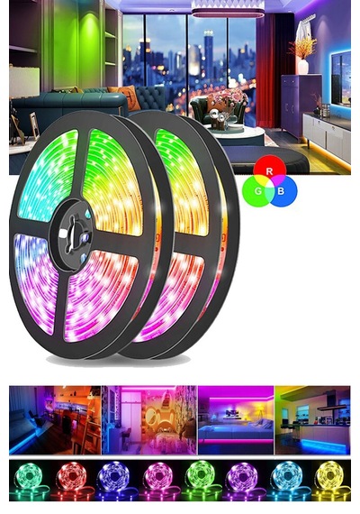 Şerit Led Rgb 16 Renk Uzaktan Kumandalı Tak Çalıştır 5 M 12 Volt Karışık