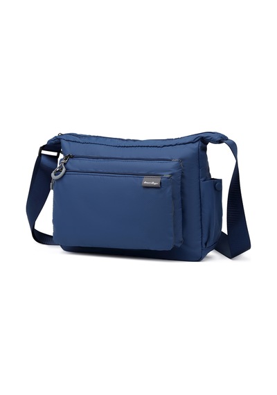 Smart Bags Hafif Kumaş Orta Boy Çok Cepli Kadın Postacı Çapraz Çanta Lacivert