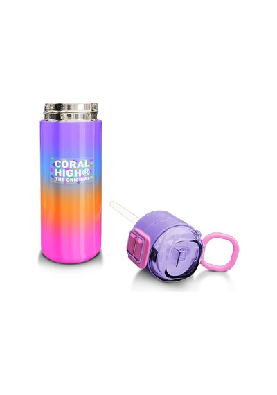 Coral High Kids Renk Geçişli Desenli Pipetli Ve Direkt İçim Çelik Termos 500 Ml 31875 Eflatun