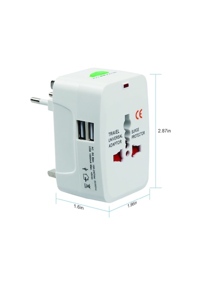 Akım Korumalı Çevirici Dönüştürme Seyahat Adaptörü Ve 2 Usb Çıkış