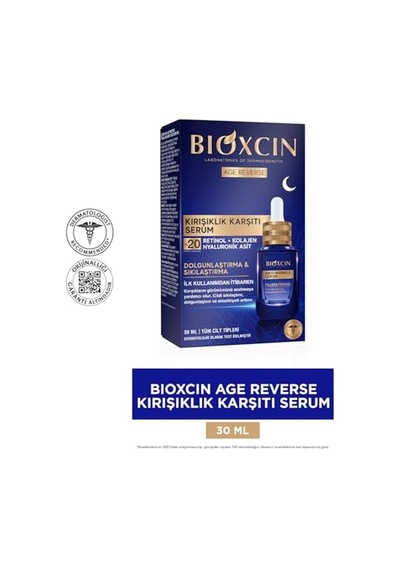 Bioxcin Age Reverse Gece Serumu 30 Ml %20 Retinol, Kolajen, Hyaluronik Asit Ve Bitkisel Kompleks İçerikli Kırışıklık Karşıtı Ve Sıkılaştırıcı Cilt Serumu
