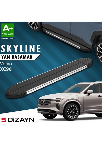 S-dizayn Volvo Xc90 Makyajlı Hybrid Skyline Krom Yan Basamak 203 Cm 2024 Üzeri A+ Kalite