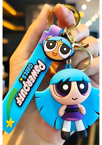 Powerpuff Girls Bliss Mavi Figürü Anahtarlık Aksesuar Çanta Süsü Silikon 3d Aksiyon Figürü Açık Mavi