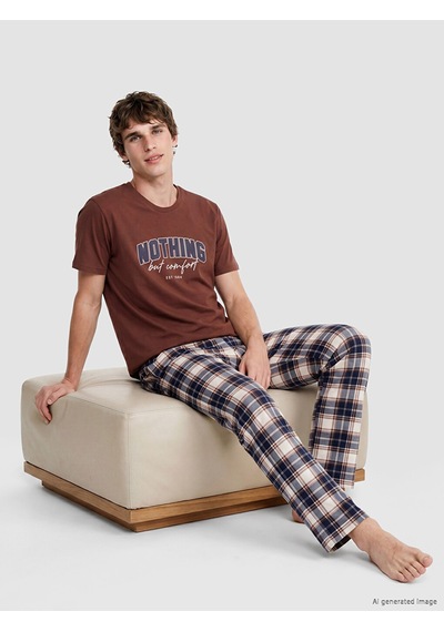 Lc Waikiki Lc Waıkıkı Kahverengi Regular Fit Baskılı Erkek Pijama Takımı