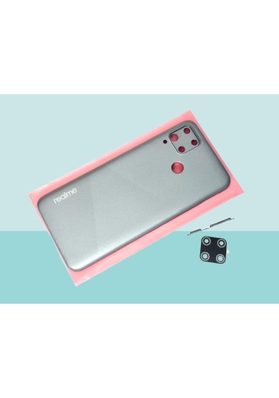 Tkgz - Oppo C15 Full Kasa Arka Kapak Batarya Kapağı - Gri Çok Renkli