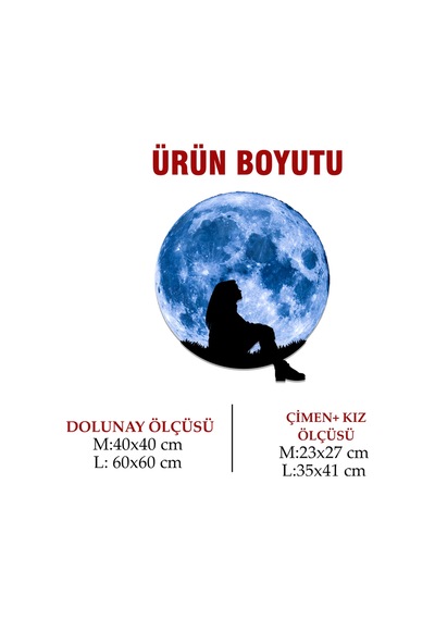 Kişiselleştirilebilir Led Işıklı Epoksi Cam Katmanlı Tablo Gloria Dolunay Mavi - 738170453 Mavi