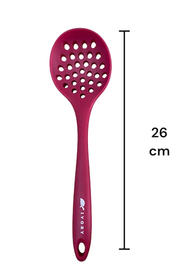 Isıya Dayanıklı Silikon Kevgir Kaşık Spatula Seti 6 Prç Fuşya