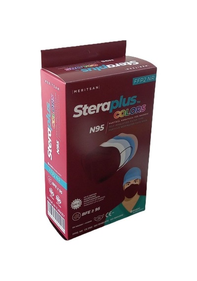 Steraplus Colors Ffp2 5 Katmanlı Telli N95 Maske Bordo 10'lu