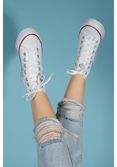 N Moda Unisex Keten Ayakkabı Spor Ayakkabı Günlük Sneakers Uzun Beyaz