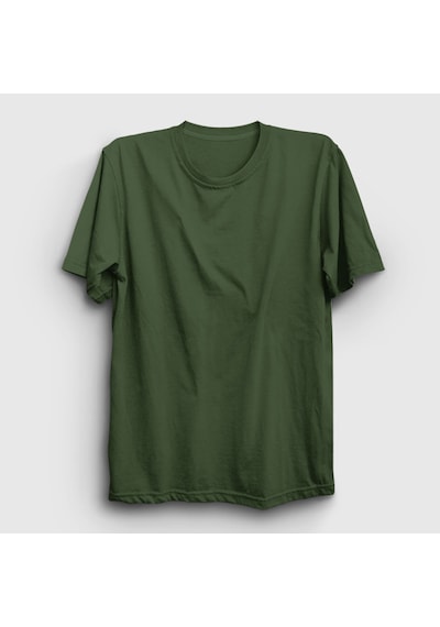 Presmono Unisex Haki Düz Baskısız T-shirt Haki