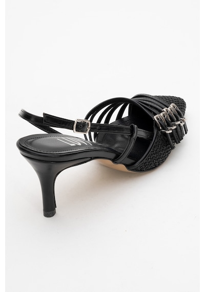 Luvishoes Luvi Shoes Zenith Siyah Hasır Bantlı Tokalı Kadın Topuklu Ayakkabı Siyah