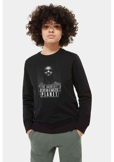 Tshirthane Mike Tyson The Baddest Boks Baskılı Unisex Çocuk Siyah Sweatshirt Siyah