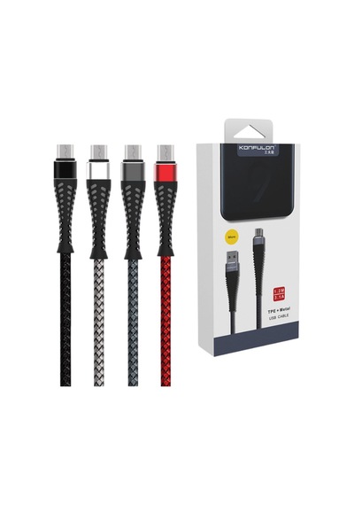 S61 Micro Usb Kablo 1.2m 2.1a - Siyah Standart