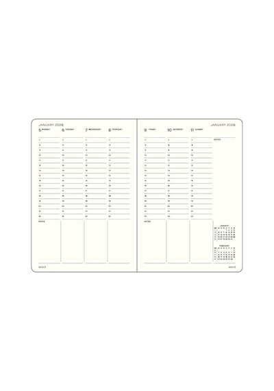 Leuchtturm1917 Çanta Boy B6+ 12 Aylık Hafta Ajandası 2026 Sert Kapak, İngilizce, Spring Leaf372768 Yeşil