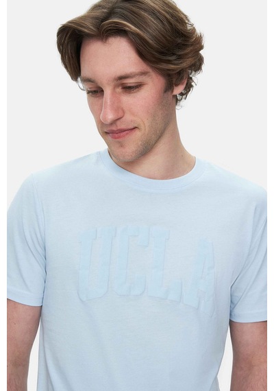 Ucla Culver Gök Mavi Bisiklet Yaka Baskılı Standard Fit Erkek Tshirt Gök Mavi