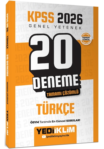Yediiklim Yayınları Kpss 2026 Genel Yetenek Türkçe Tamamı Çözümlü 20 Deneme