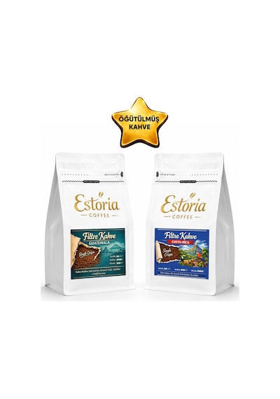 Estoria Coffee Guatemala Filtre Kahve 250 G + Costa Rica Filtre Kahve 250 G Dengeli İçim Kakao Notaları Öğütülmüş %100 Arabica 500 G