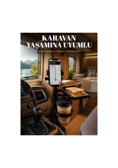 Araç İçi Telefon Tutucu Ve Bardaklık Organizeri Çok Amaçlı Tasarım - Hs08371769-8203